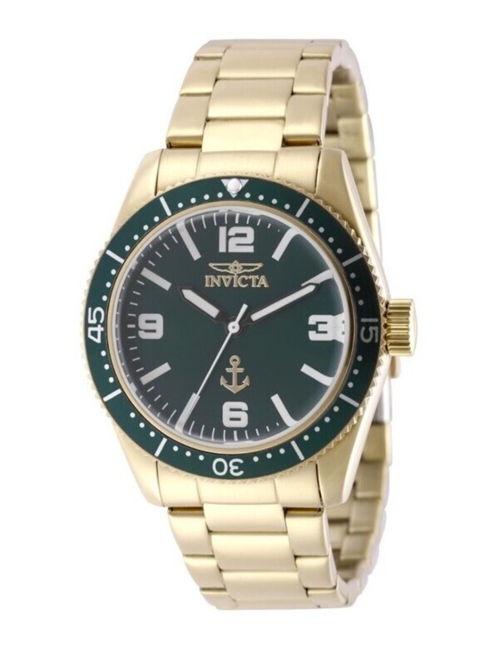 50019 - INVICTA Men 38mm Stainless Steel Gold Green Dial Quartz